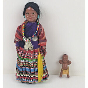 Genuine Tewa Doll Navajo 7" Tall and baby Original Box Sleeping Eyes